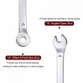 Uxcell Thin Combination Wrench With Offset 6-point End And Angled Open Metric Mirror-chrome Plated High Carbon Steel For