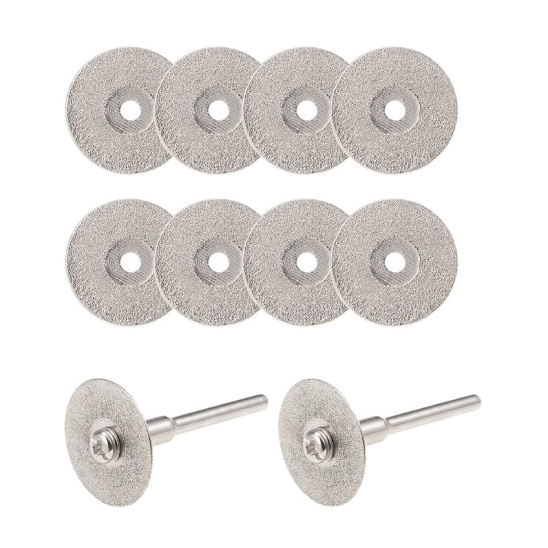 10 Pcs 20mm Diamond Cutting Wheels Cut Off Wheel With 2 Mandrels For Rotary Tool