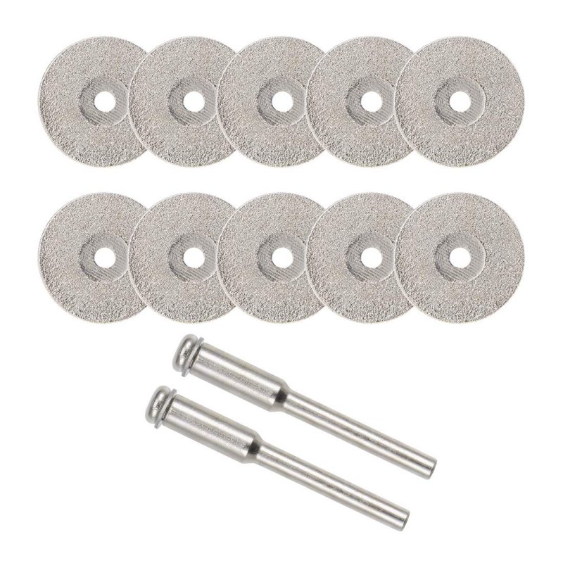 10 Pcs 20mm Diamond Cutting Wheels Cut Off Wheel With 2 Mandrels For Rotary Tool