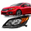 Akkon Fit 2014-2015 Honda Civic Coupe 14-15 Oe Style Halogen Type Headlight Headlamp Black Driver Left Side 