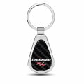 Ipick Image Compatible With Dodge Charger R T Real Black Carbon Fiber Chrome Metal Teardrop Key Chain