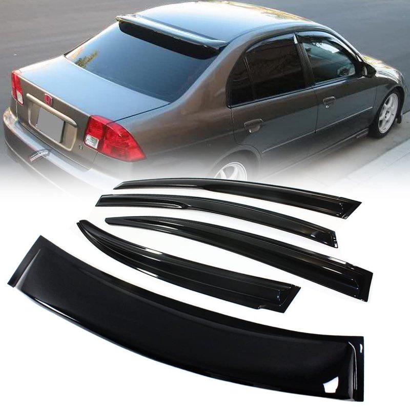Jdm Smoke Side Door Visor Rear Window For 2001-2005 Es1 Es2 Honda Civic 4