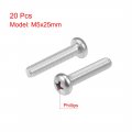 Uxcell M5x25mm Machine Screws Phillips Cross Pan Head Screw 304 Stainless Steel Fasteners Bolts 20pcs