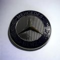 Mercedes Benz Genuine Vehicle Hood Star Emblem Badge 204-817-06-16 Chrome And Blue Laurel Wreath