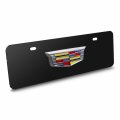 Ipick Image Made For Cadillac 3d Crest Logo 12 X 4 25 European Look Black Half-size Stainless Steel License Plate