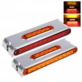 Partsam 2pcs Chrome 6 5 Double Face Stop Turn Tail Light Bar With Side Marker Indicators 25 Led 6-1 2 Triple Surface Mount 