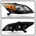 Factory Style Halogen Headlight For 2014-2015 Honda Civic 2-door Coupe Black Housing Clear Lens Direct Replacement Right