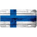 Aluminum License Plate Flag Of Finland Finn Finnish Wood 
