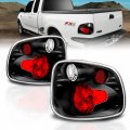 Amerilite For 1997-2000 Ford F150 Flare Side Black Euro Replacement Brake Tail Lights Set Passenger And Driver