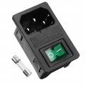 Uxcell Male Power Socket Iec320 C14 Ac250v 10a Inlet Module Plug With Fuse Holer Green Rocker Switch
