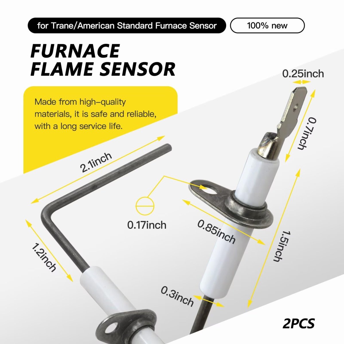 Standard Furnace Flame Sensor Rod Fit For American Auc1b080a9421ad Auc1b080a9421ae Auc1c100a9481aa Auc1c100a9481ab