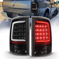 Amerilite For 2009-2022 Dodge Ram 1500 10-22 2500 3500 Truck C-type Led Tube Black Replacement Tail Light Assembly Pair