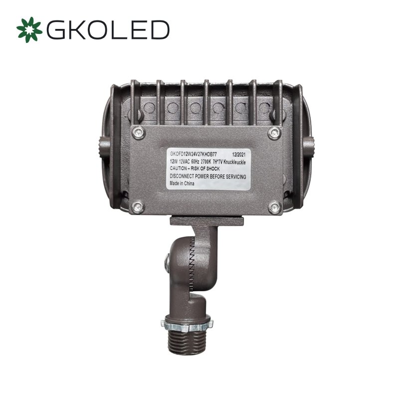 Gkoled 12w Outdoor Waterproof Led Garden Security Floodlight 900lumens 80cri 2700k 9-15v Ac Dc 1 2 Knuckle Mount Uv Resistant
