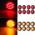 Ocpty 9led Side Marker Light 8pcs 2a Amber Red Round Trailer Lamp Stop Turn Tail W Rubber Mounting Grommet And Pigtails Fit For