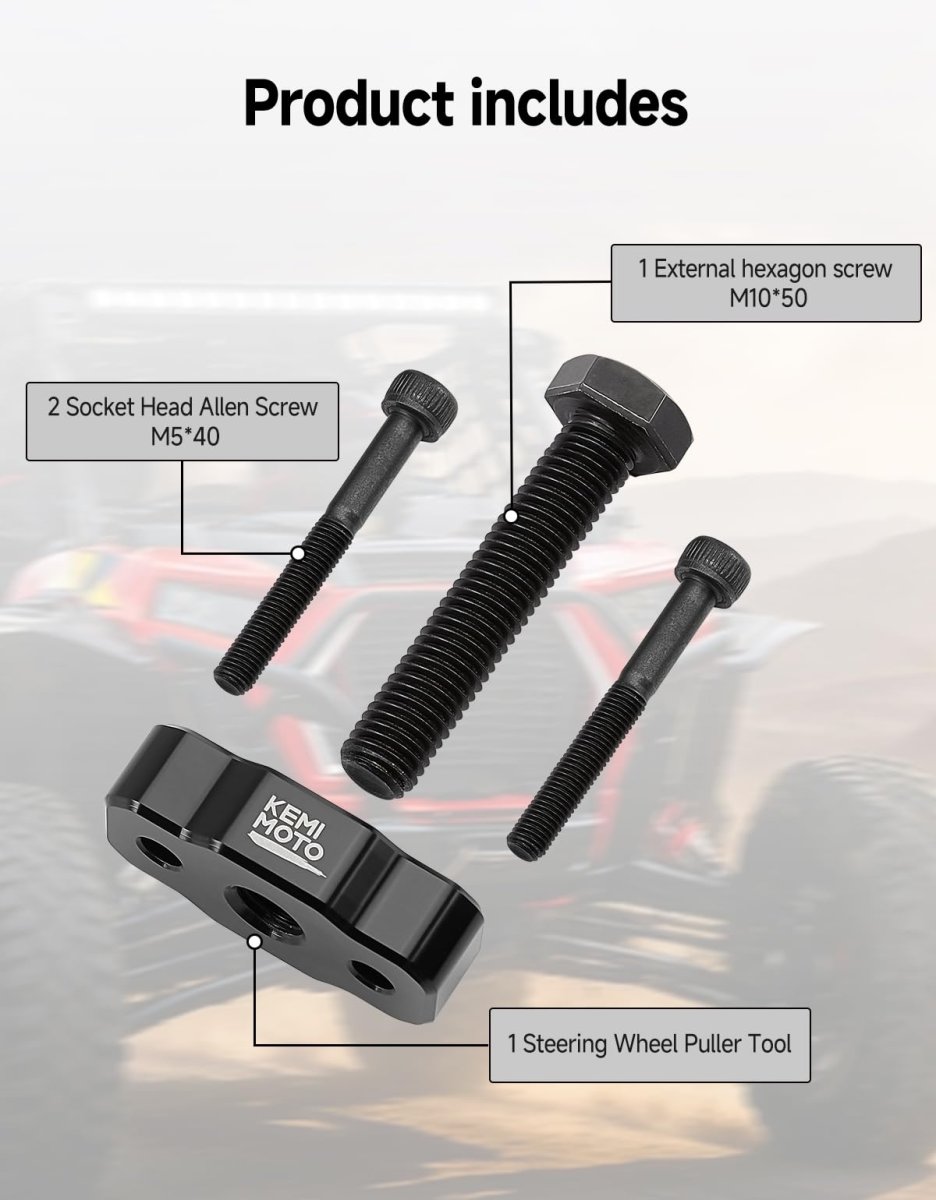 Utv Steering Wheel Puller Kit For Polaris Rzr Xp 1000 Turbo Heavy Duty Billet Aluminum Removal Tool With Extended Screw Black