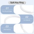 30pcs Split Keychain Rings 30mm Round Flat Key Holder Side Push Keyring For Keys Organization Car Lanyards Attachment White