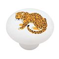 Sitting Leopard Decorative High Gloss Ceramic Drawer Knob 