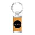 Nissan Nismo Roundel Logo In Black On Maple Wood Chrome Metal Trim Key Chain