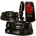 Compatible With Silverado Gmt800 4pc Pair Of Smoked Lens Amber Corner Headlight Black 3d Led Tail Light