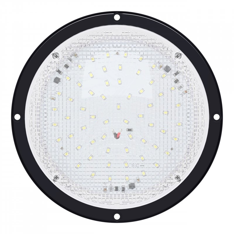 Rv Trailer Camper 1000 Lumen 5th Wheel Scare Porch Led Light 8 5 In Round Black Trim 12v Dimmable Cool White Utility Dome