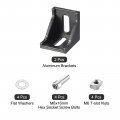 2set Inside Corner Bracket Gusset Kits 38x38x35mm 4040 Angle Connector For Series Aluminum Profile Black 4 X T-slot Nuts Hex