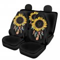 Semiouray Ethnic Retro Sunflower Luxurous Car Seat Covers Full Set Tribal Colorful Dreamcatcher Feather Front Rear Split Bench 