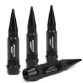 Auto Dynasty 60mm Anodized Aluminum Valve Stem Caps Spiked Head Design Car Accessories Universal Fit For Most Vehicles Black