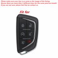 Mjkeyauto Black Leather 6 Buttons Smart Remote Key Fob Cover Chain Case For 2021 2022 2023 Cadillac Escalade Ct5 Ct6 Cts Xt6