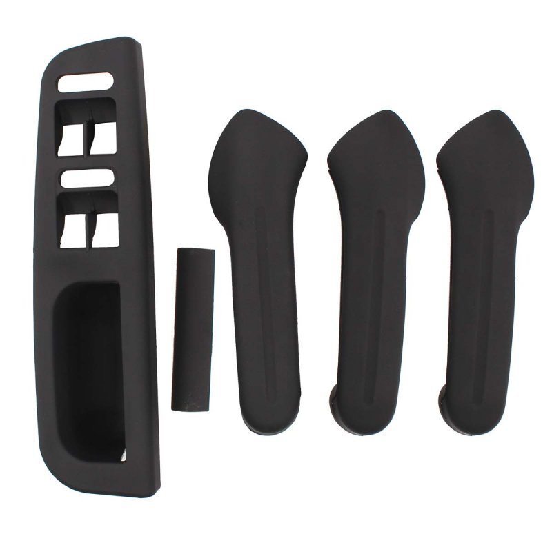 Black Interior Inside Door Grab Handle Covers Window Switch Bezel Kit