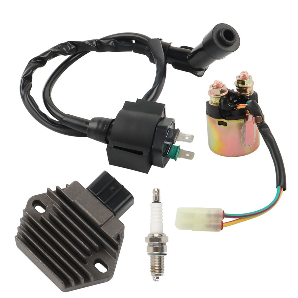 Voltage Regulator Rectifier With Ignition Coil And Starter Solenoid Relay Replacement For Honda Rancher 350 Trx350 2000-2006