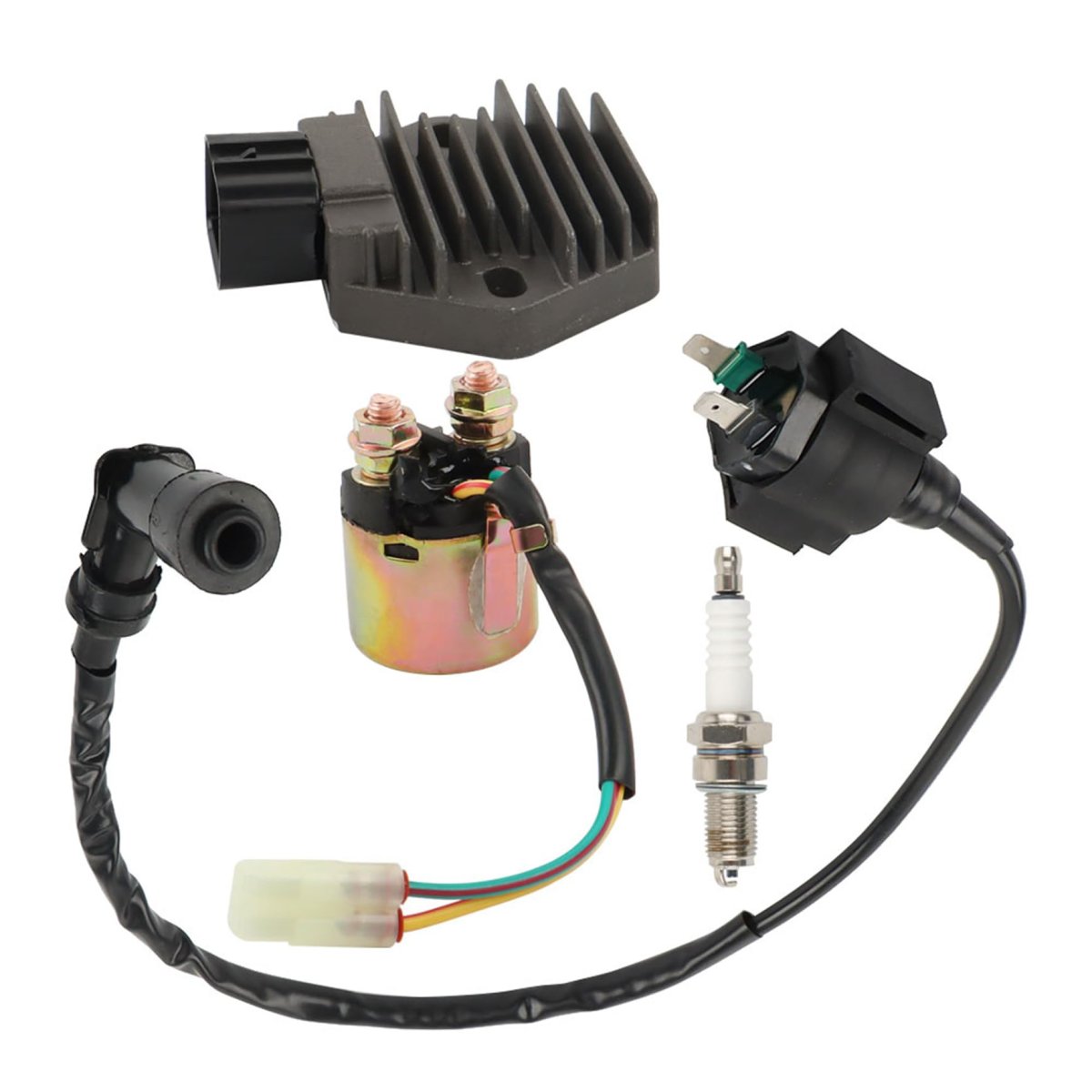 Voltage Regulator Rectifier With Ignition Coil And Starter Solenoid Relay Replacement For Honda Rancher 350 Trx350 2000-2006