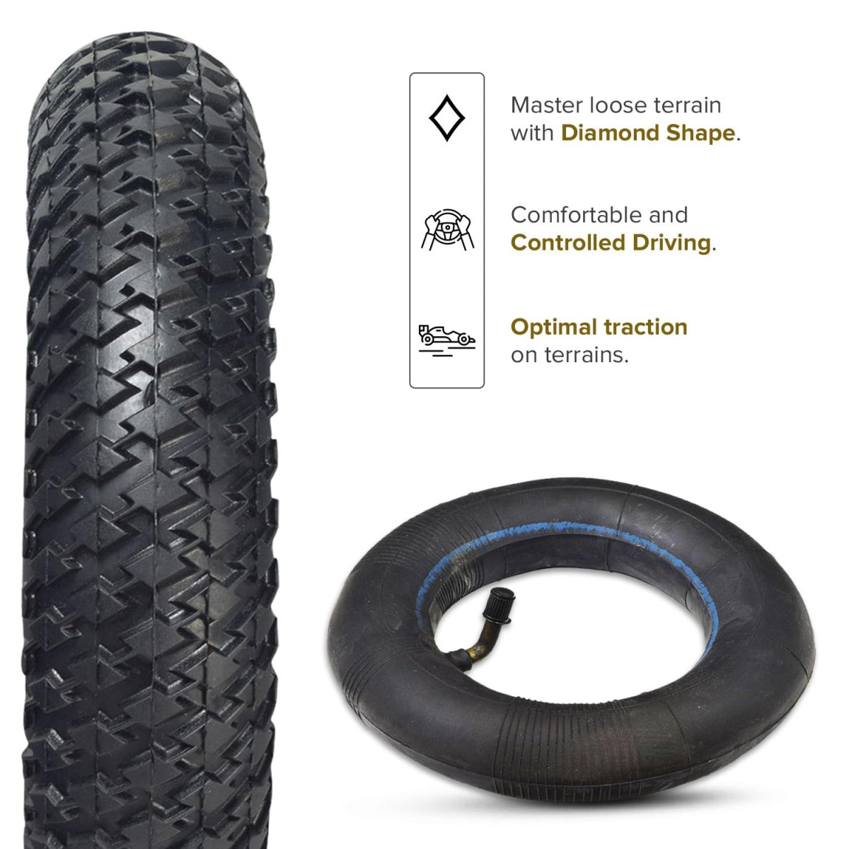 200x50 8in X 2in Tire With Knobby Diamond Tread And Inner Tube For Razor Dune Buggy Set Of 2