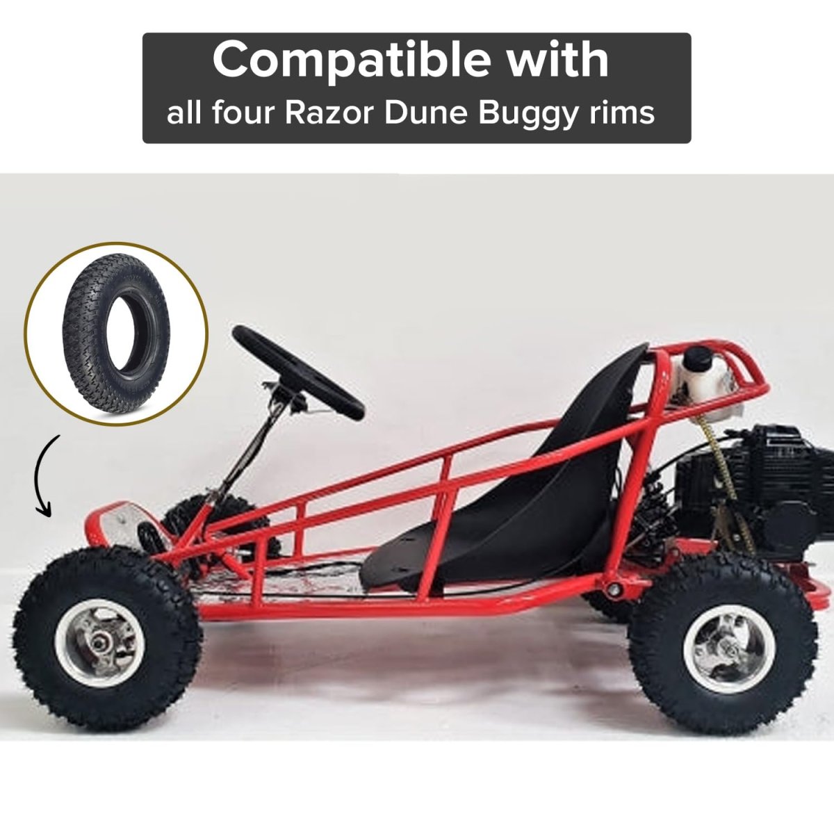 200x50 8in X 2in Tire With Knobby Diamond Tread And Inner Tube For Razor Dune Buggy Set Of 2