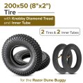 200x50 8in X 2in Tire With Knobby Diamond Tread And Inner Tube For Razor Dune Buggy Set Of 2