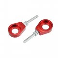 X Autohaux 4pcs 15mm Dia Hole Red Silver Tone Metal Universal Chain Axle Adjuster Tensioner For Motorcycle