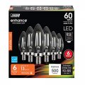 Feit Electric 60-watt Equivalent B10 Led Light Bulb Dimmable Enhance Glass Candelabra Filament 500 Lumens 13 Yrs Lifetime 2700k