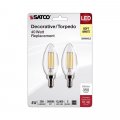 Satco S21820 4 Watt B11 Led Bulb Clear Candelabra Base 3000k 350 Lumens 120 Volt 2-pack