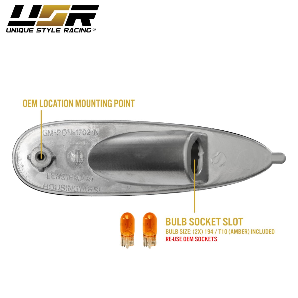 Usr 04-06 Gto Side Marker Lights Smoke Front Bumper Sidemarkers Lamps Set Left Right For 2004-2006 Pontiac Smoked Lens With