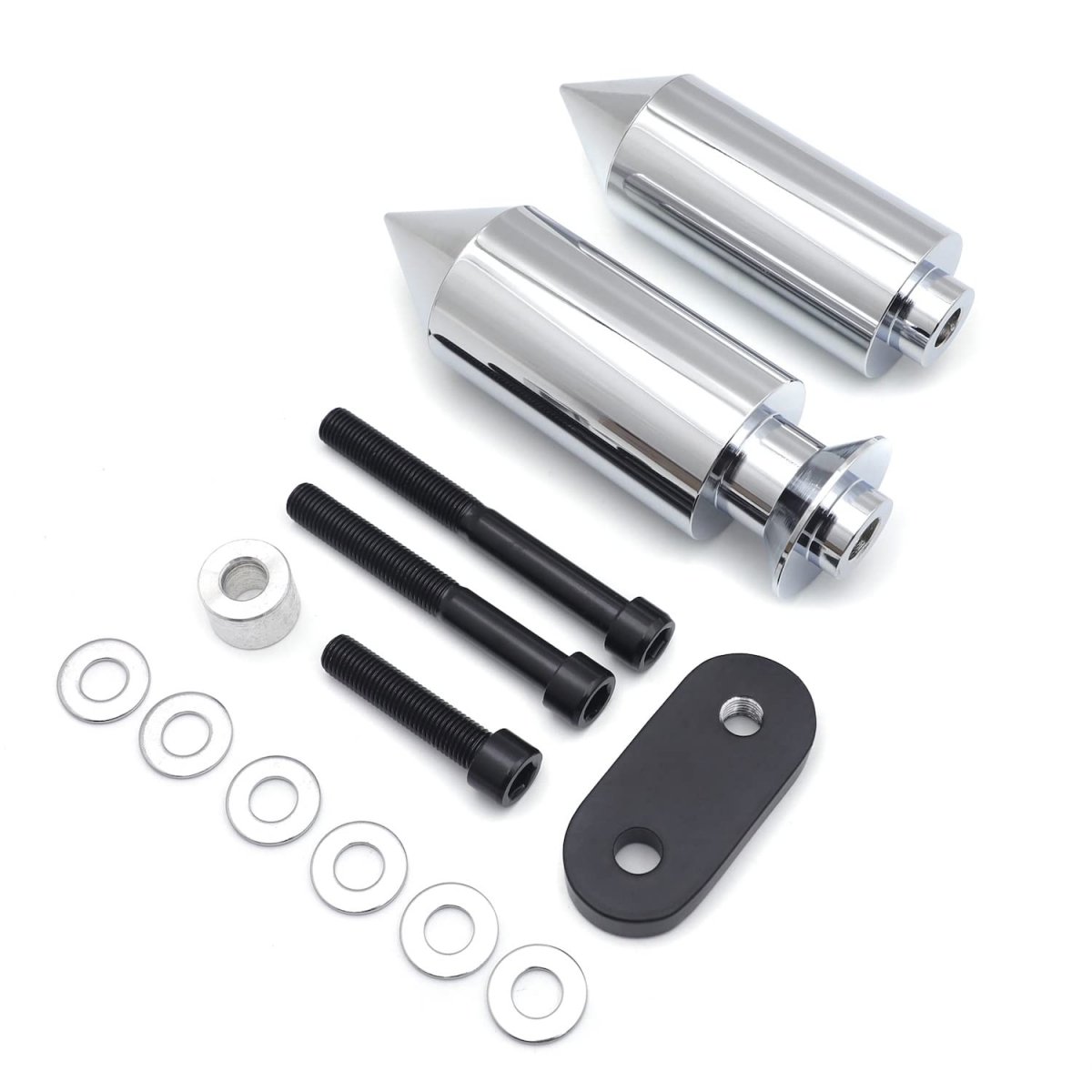 Chrome Spike Frame Slider Guard Crash Protector Pad Aluminum For 2006-2007 Yzf R6 Mt290-002-cd