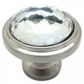 Cosmas 10 Pack 5317sn-c Satin Nickel Cabinet Hardware Round Knob With Clear Glass 1-1 4 Diameter 