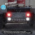 Partsam 2pcs 4 Inch Round Red Stop Turn Tail Lights And White Backup Kit 19 Diodes W Rubber Grommets 3-prong Wire Pigtails