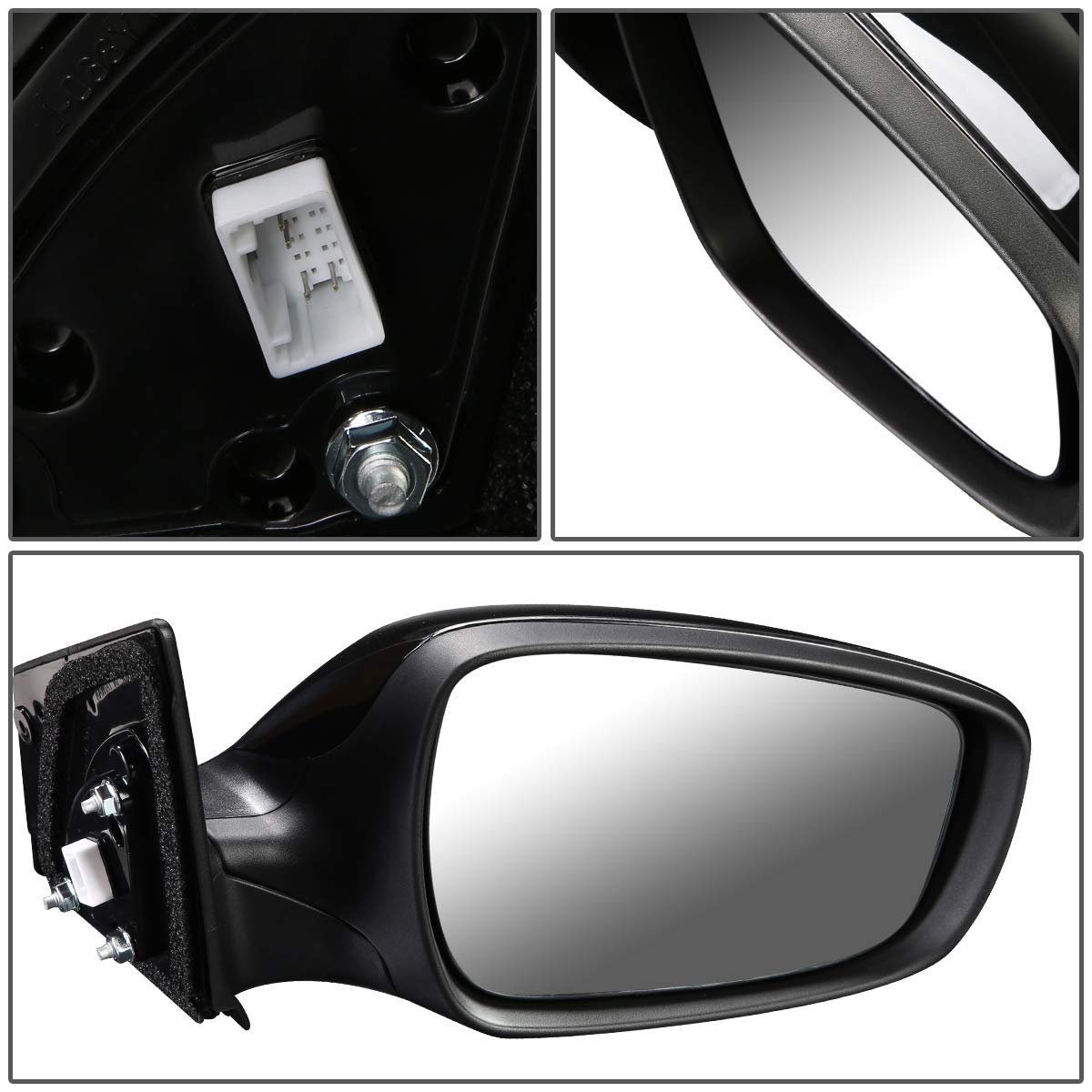 Powered And Heated Passenger Right Side View Door Mirror For Hyundai Elantra Sedan 2011 To 2013 Manual Folding Textured Black