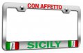 Con Affetto Sicily Italian Italy Chrome Metal License Plate Frame Tag Holder E21 