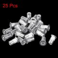 Uxcell 10-24 Rivet Nuts Aluminium Alloy Knurled Flat Head Threaded Insert Nut Silver 25pcs