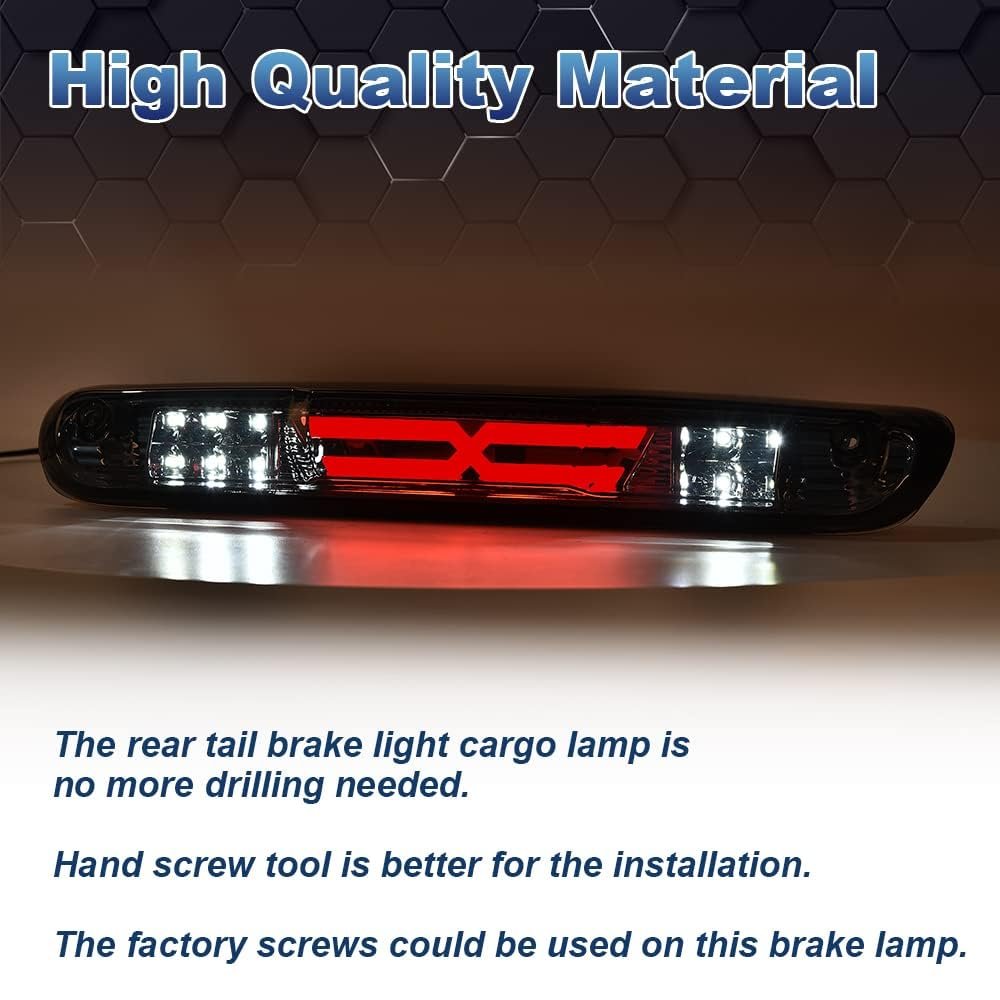 Led 3rd Brake Light For Silverado 07-14 Fit Gmc Sierra For H-ummer H3t 09-10 Third Cargo Chrome Housing Smoke Lens