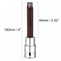 Uxcell 1 2 Drive X T55 Torx Bit Socket S2 Steel Bits Cr-v Sockets 4 Length Use With Ratchet Wrench Slide Bar Extension Rod