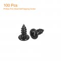 Uxcell 6 X 5 16 Phillips Pan Head Self-tapping Screw 100pcs 304 Stainless Steel Round Wood Full Thread Black