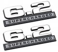 6 2 Liter Supercharged Emblems In White And Chrome Pair
