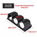 Qiilu Universal 2inches 52mm Triple Pillar Gauge Pod Dashboard Meter Mount Holder For Car Exhaust Gas Oil Water Temperature