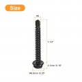 Uxcell 8 X 1-1 2 Hex Washer Head Self Drilling Screws 100pcs 410 Stainless Steel Sheet Metal Tapping For Wood Black